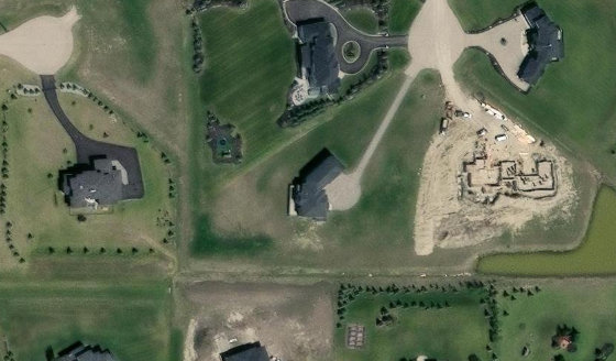 Satellite view of PLAN 0914791 BLOCK 3 LOT 7 in Rocky View County, with the parcel boundary outlined