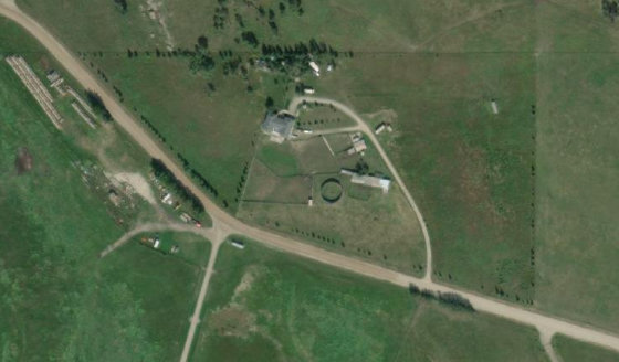 Satellite view of PLAN 9611068 LOT 3 in Rocky View County, with the parcel boundary outlined