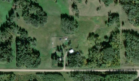 Satellite view of PLAN 0024898 BLOCK 1 LOT 1 in Lac Ste. Anne County, with the parcel boundary outlined