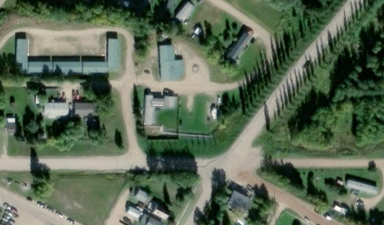 Satellite view of PLAN 1685HW BLOCK 12 LOT 1 in Lac Ste. Anne County, with the parcel boundary outlined