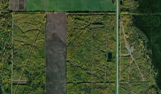 Satellite view of NE-16-67-21-W5 in Municipal District of Greenview No. 16, with the parcel boundary outlined
