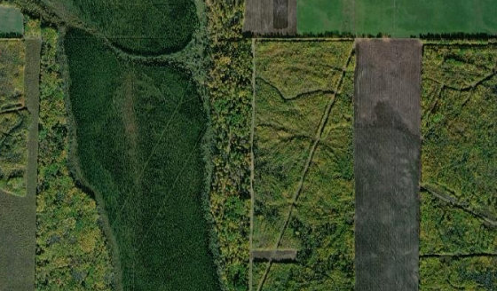 Satellite view of NW-16-67-21-W5 in Municipal District of Greenview No. 16, with the parcel boundary outlined