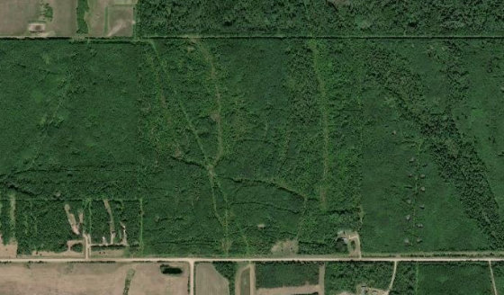 Satellite view of SE-6-75-12-W6 in County of Grande Prairie No. 1, with the parcel boundary outlined